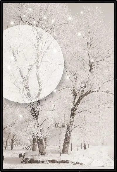 Картина Белый круг на зимнем пейзаже