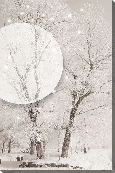 Постер Белый круг на зимнем пейзаже