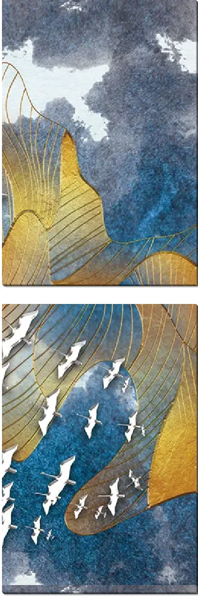 Модульная картина Полет журавлей