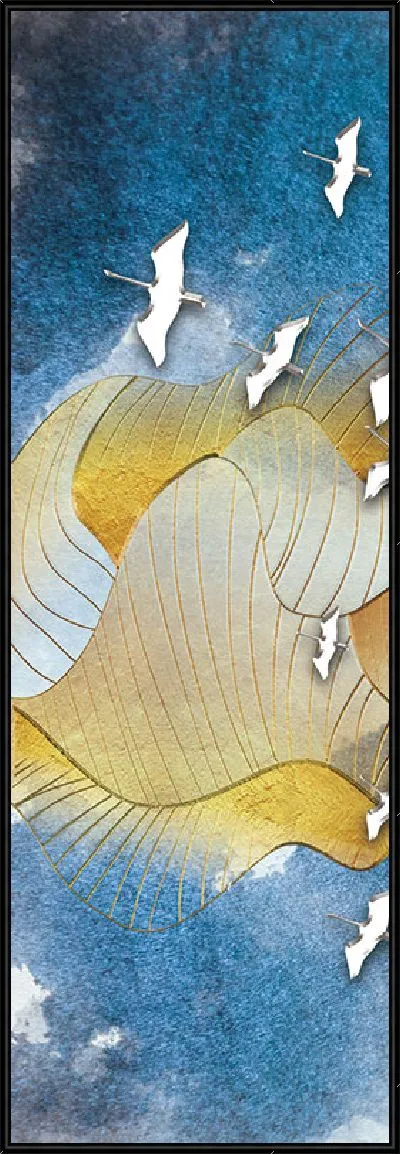 Картина Белые журавли и золотые линии