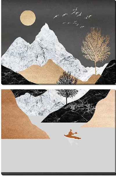 Модульная картина Мраморные и золотые горы