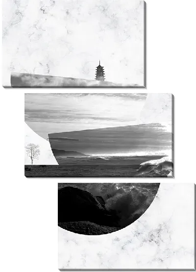 Модульная картина Скандинавская композиция на фоне мраморного фона