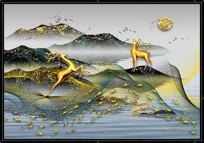 Картина Два золотых оленя