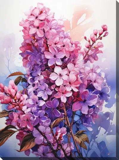 Картина маслом Сирень в стиле акварель