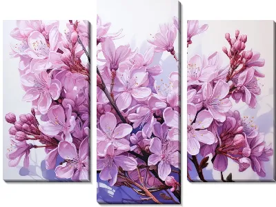 Модульная картина Сирень на светлом фоне