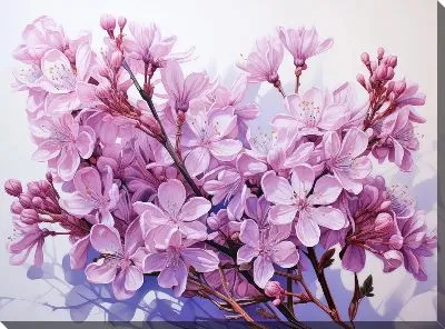 Картина маслом Сирень на светлом фоне