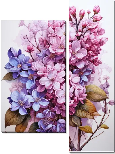 Модульная картина Разноцветная сирень №3