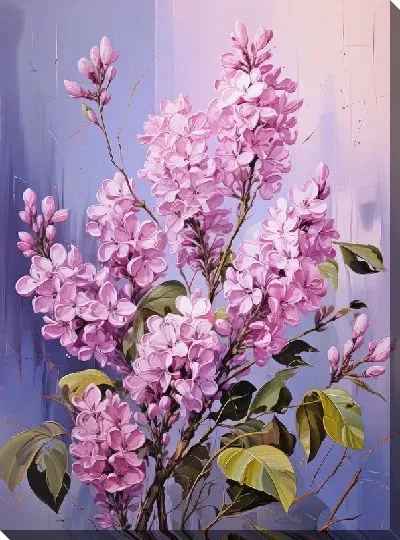 Картина маслом Сирень на фоне мастихин