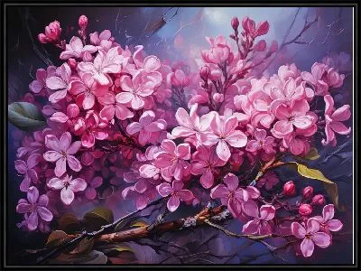 Сирень на синем фоне