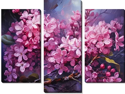 Сирень на синем фоне