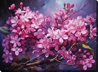 Сирень на синем фоне