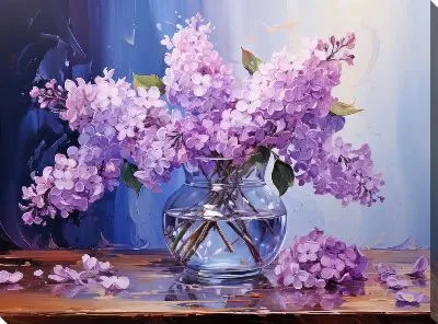 Букет сирени в вазе из стекла