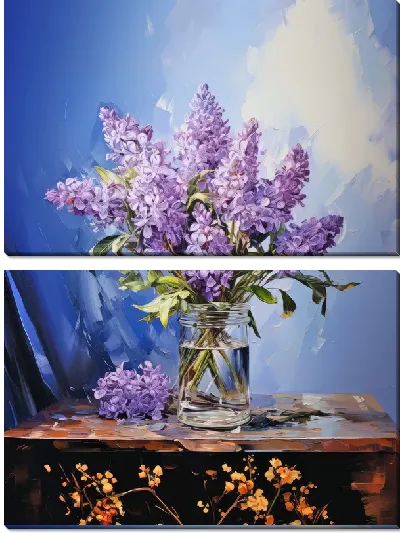 Модульная картина Букет сирени на столе