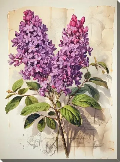 Картина маслом Сирень в стиле винтаж