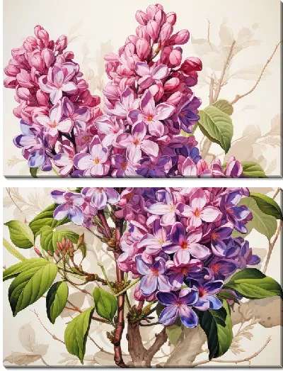 Модульная картина Сирень в стиле винтаж №2