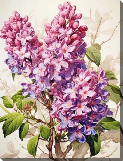 Картина маслом Сирень в стиле винтаж №2