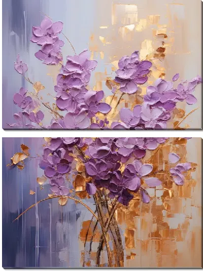 Модульная картина Сиреневые первоцветы