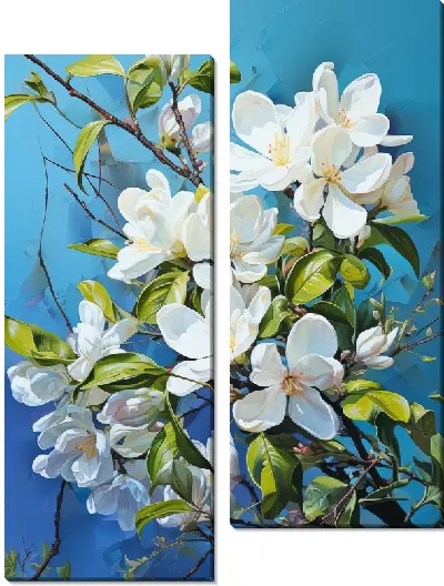 Модульная картина Белая магнолия на веточке