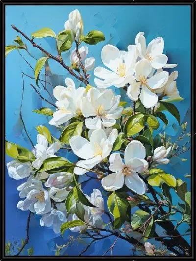Картина Белая магнолия на веточке
