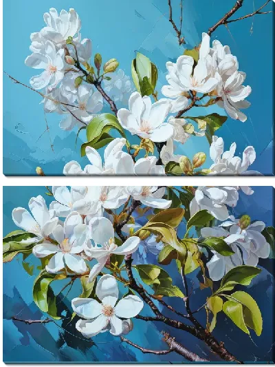 Модульная картина Белая магнолия на веточке №2