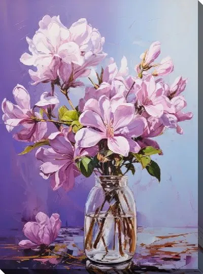 Картина маслом Сиреневая магнолия в вазе