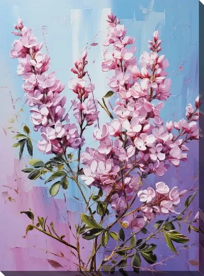 Картина маслом Сиреневая сакура