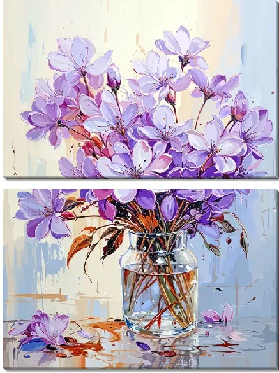Модульная картина Сиреневые цветы в вазе