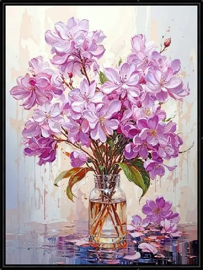 Картина Цветущая сирень в прозрачной вазе