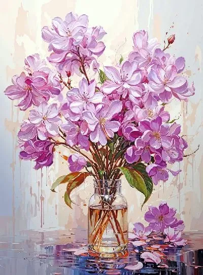 Плакат Цветущая сирень в прозрачной вазе