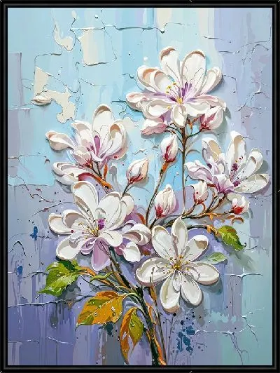 Картина 3Д сакура в сиреневых тонах