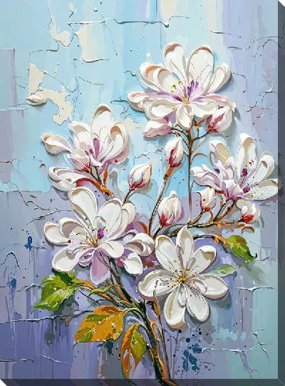 Постер 3Д сакура в сиреневых тонах