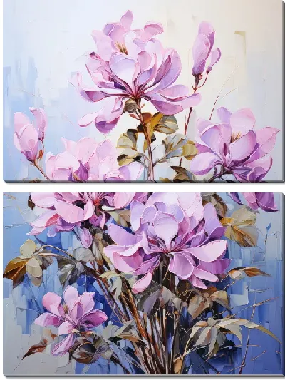Модульная картина Магнолия в стиле арт