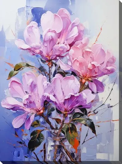 Картина маслом Магнолия в стиле арт №2