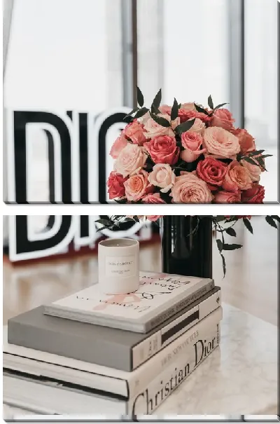 Модульная картина Букет роз и книги