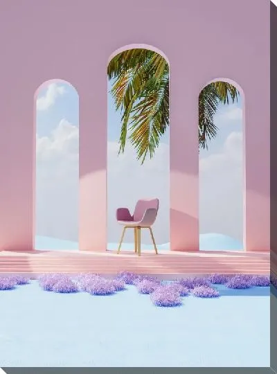 Постер Сиреневый стул рядом с арками
