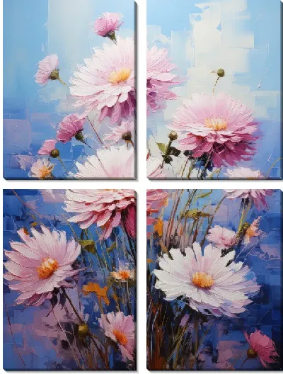 Модульная картина Розовые астры