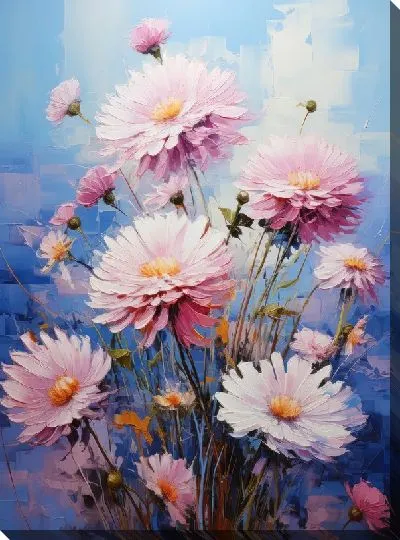 Картина маслом Розовые астры