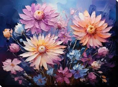 Картина маслом Сиреневые астры