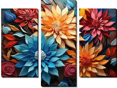 Модульная картина 3D астры