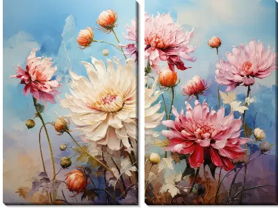 Модульная картина Полевые астры