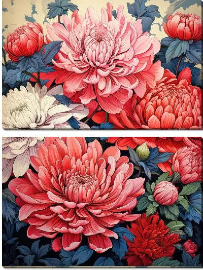 Модульная картина Алые астры