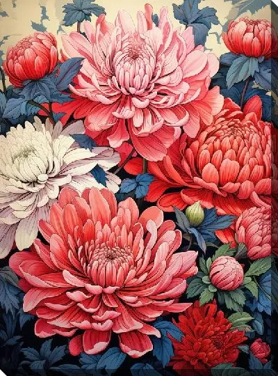 Картина маслом Алые астры