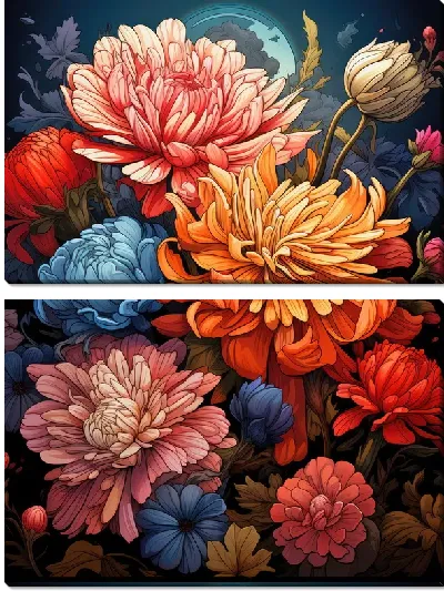 Модульная картина Винтажные астры