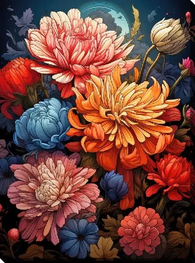 Картина маслом Винтажные астры