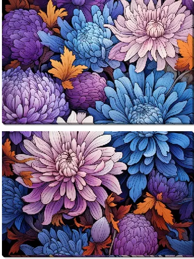 Модульная картина Синие астры