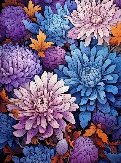 Плакат Синие астры