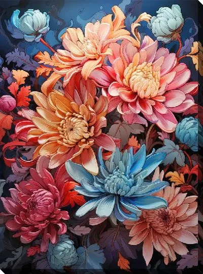 Картина маслом Цветущие астры