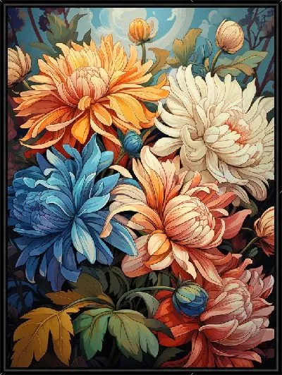 Картина Астры в стиле винтаж