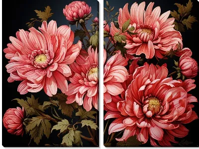 Модульная картина Яркие алые астры