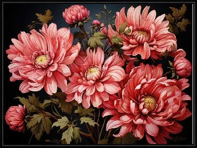 Картина Яркие алые астры